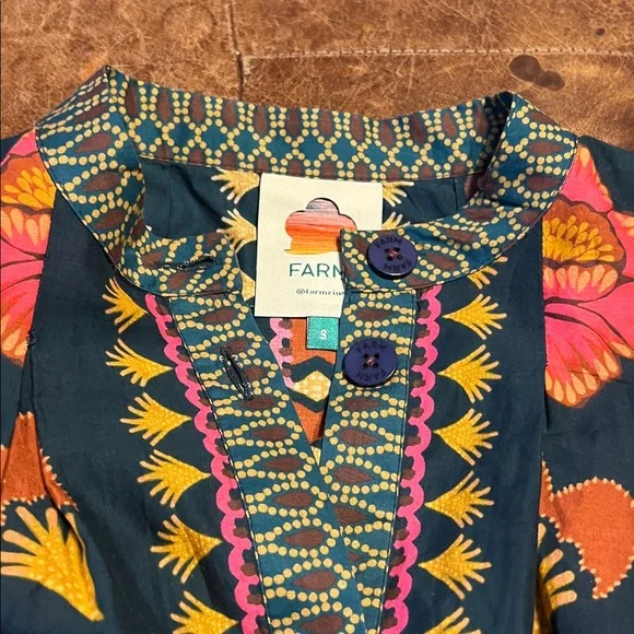 Farm Rio Ainika sparkle teal puff sleeve mini dress - Picture 6 of 7